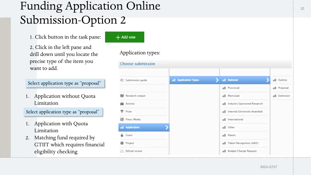 funding application online submission option 2