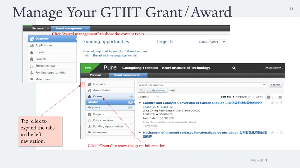 manage your gtiit grant award