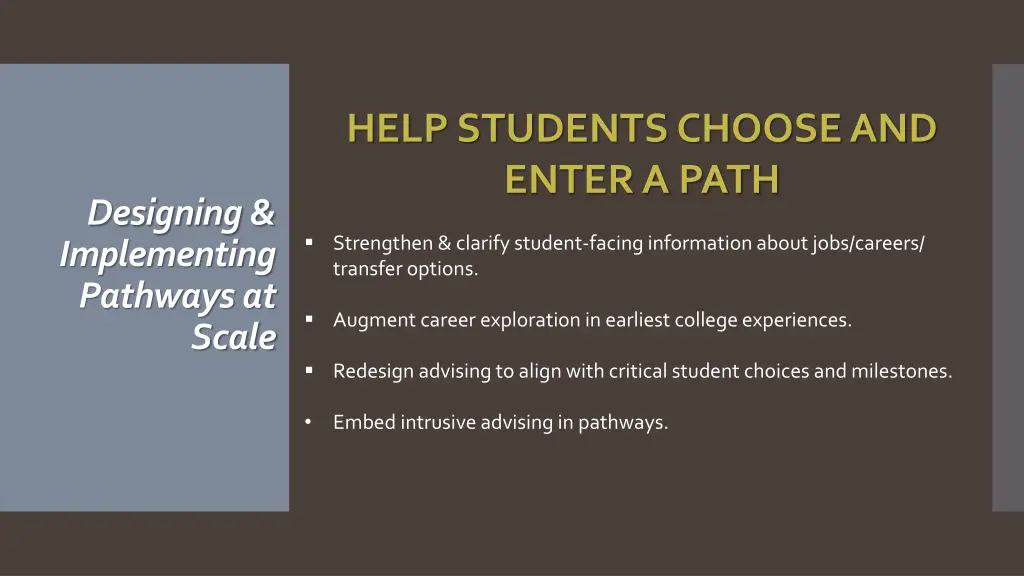 help students choose and enter a path