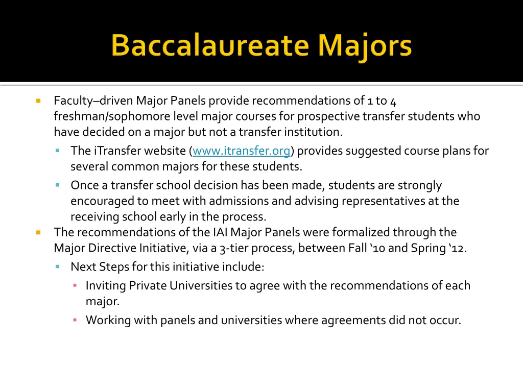 faculty driven major panels provide