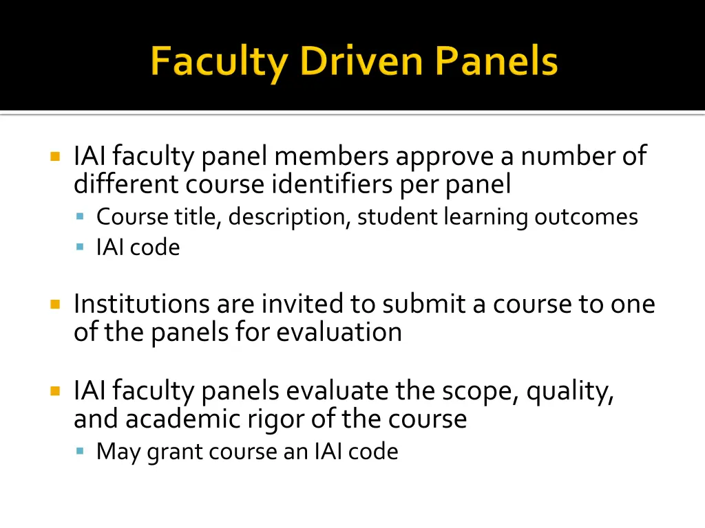 iai faculty panel members approve a number