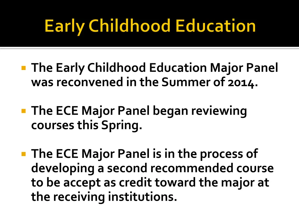 the early childhood education major panel