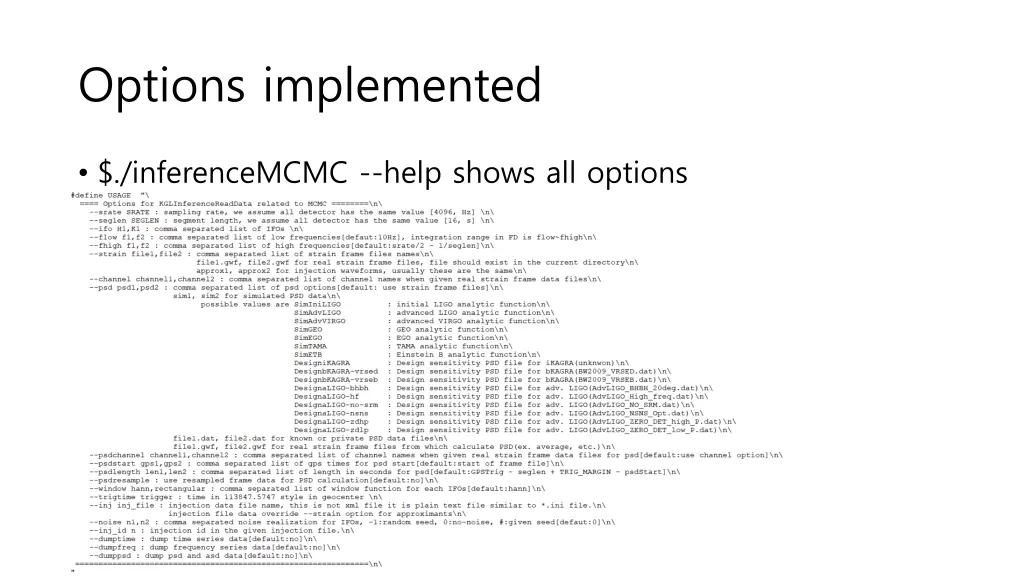 options implemented