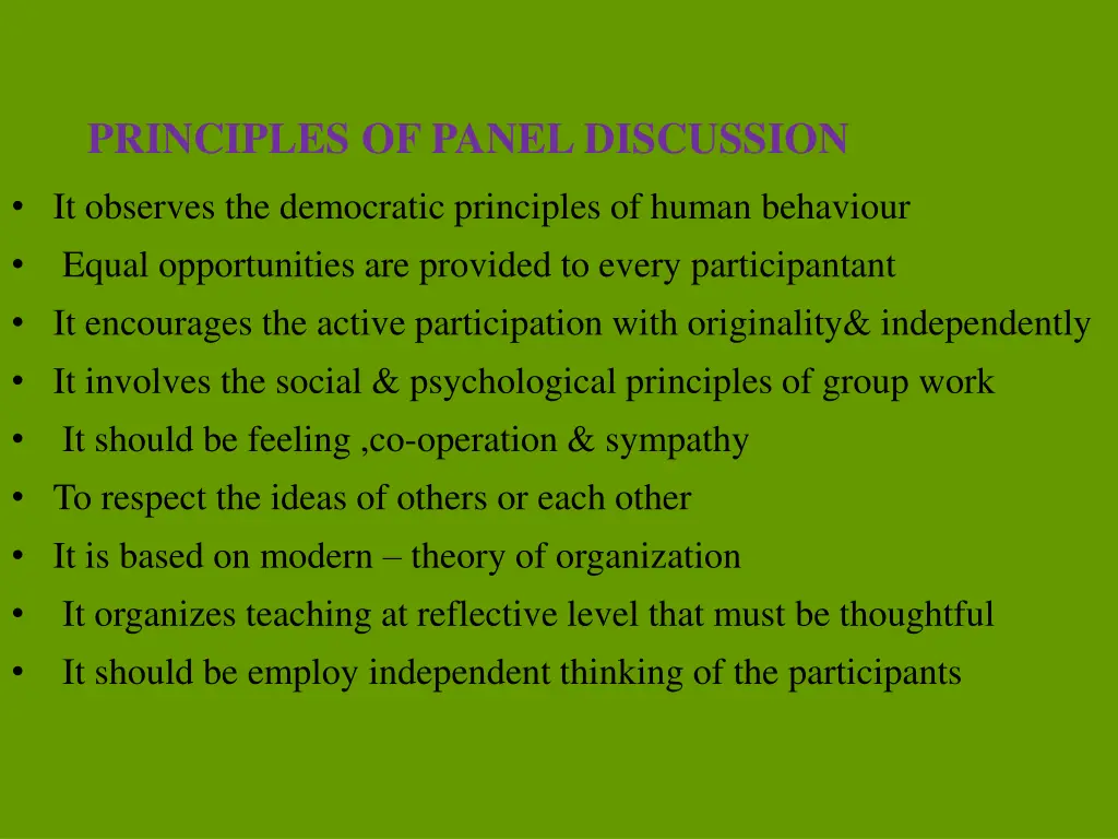 principles of panel discussion