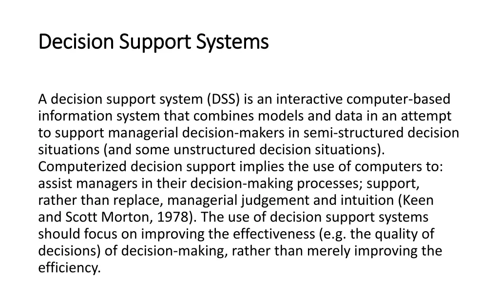 decision support systems decision support systems