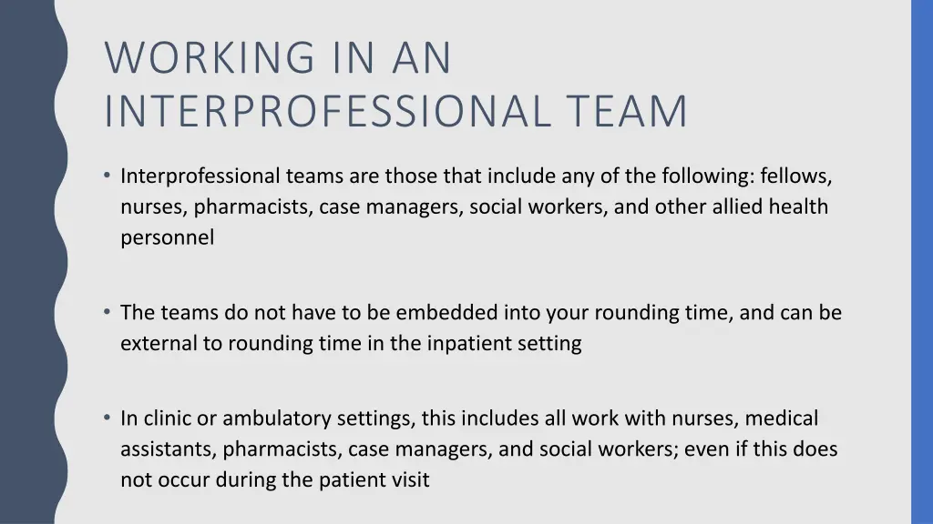 working in an interprofessional team