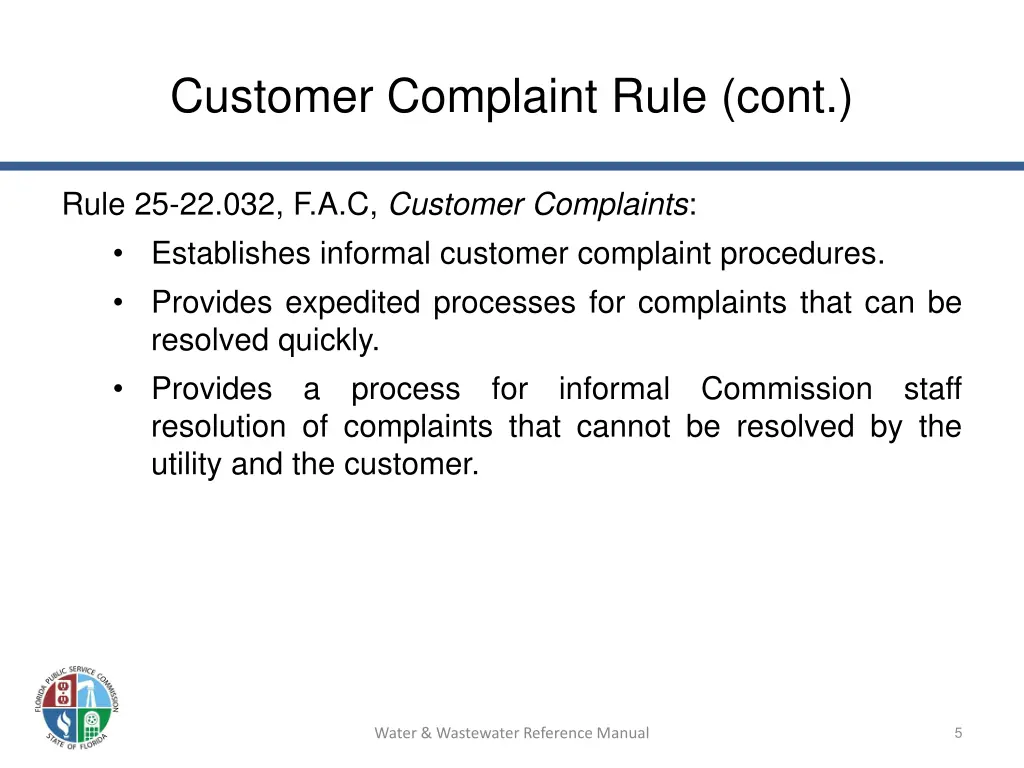 customer complaint rule cont
