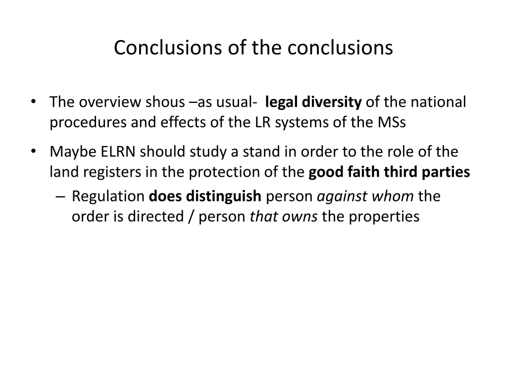 conclusions of the conclusions