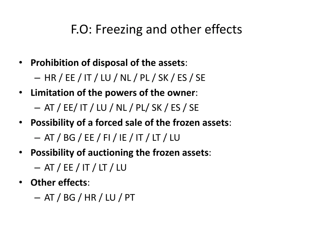 f o freezing and other effects