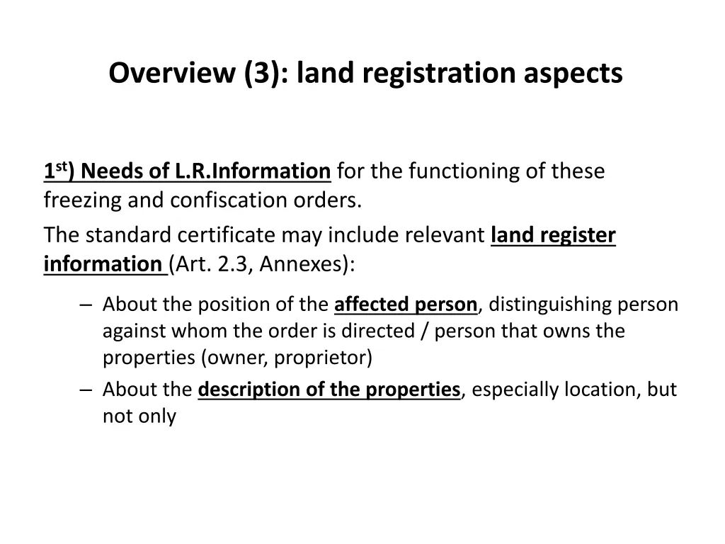 overview 3 land registration aspects