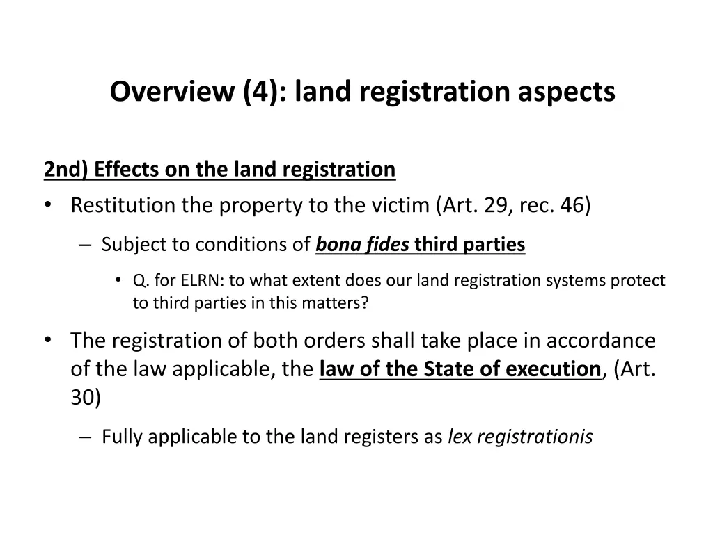 overview 4 land registration aspects