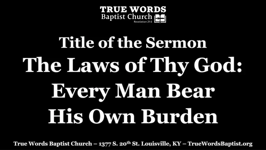 title of the sermon the laws of thy god every