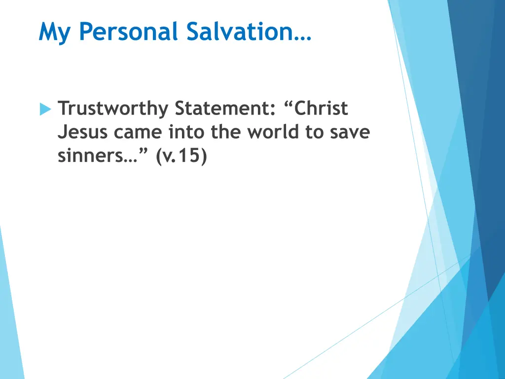 my personal salvation