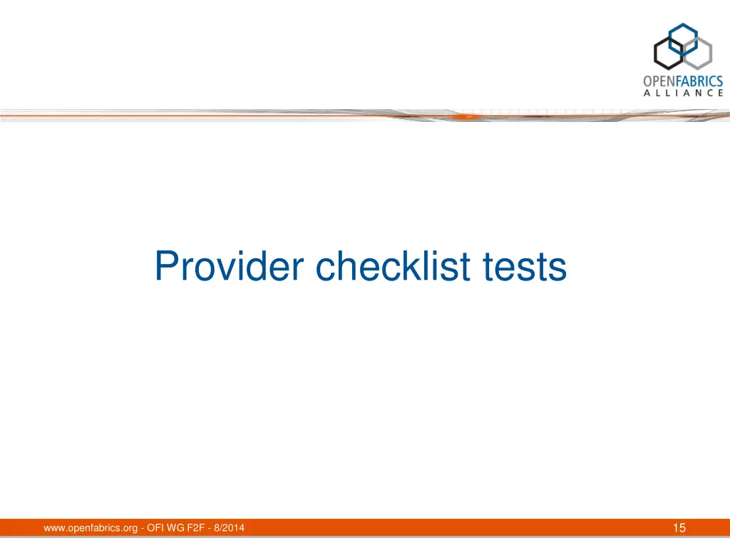 provider checklist tests