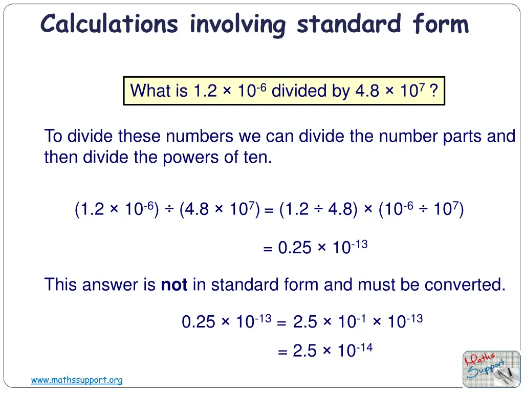 calculations involving standard form 1