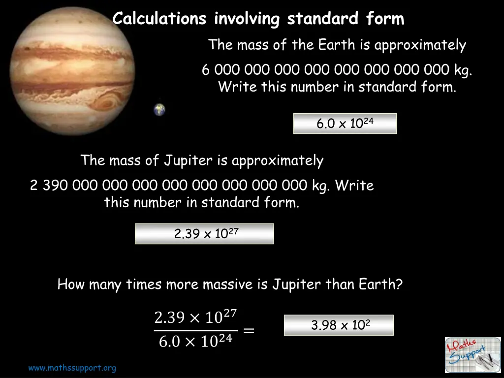 calculations involving standard form 4