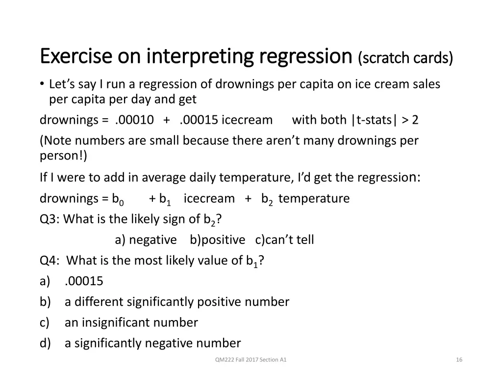 exercise on interpreting regression exercise