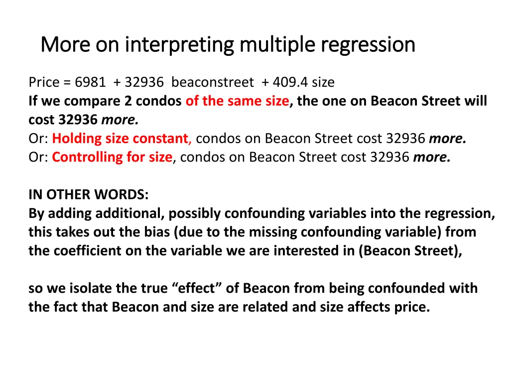 more on interpreting multiple regression more