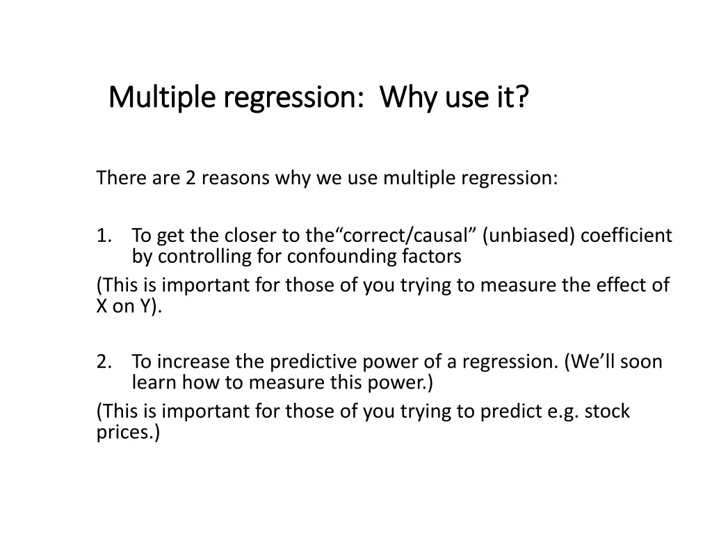multiple regression why use it multiple