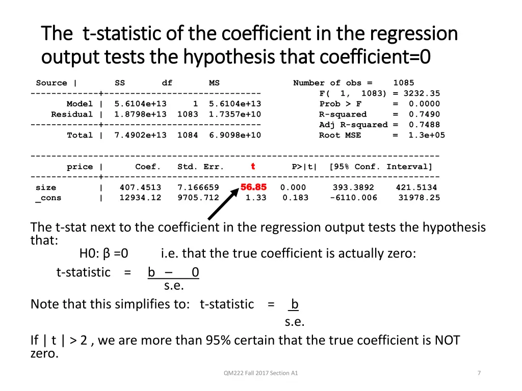 the t the t statistic statistic