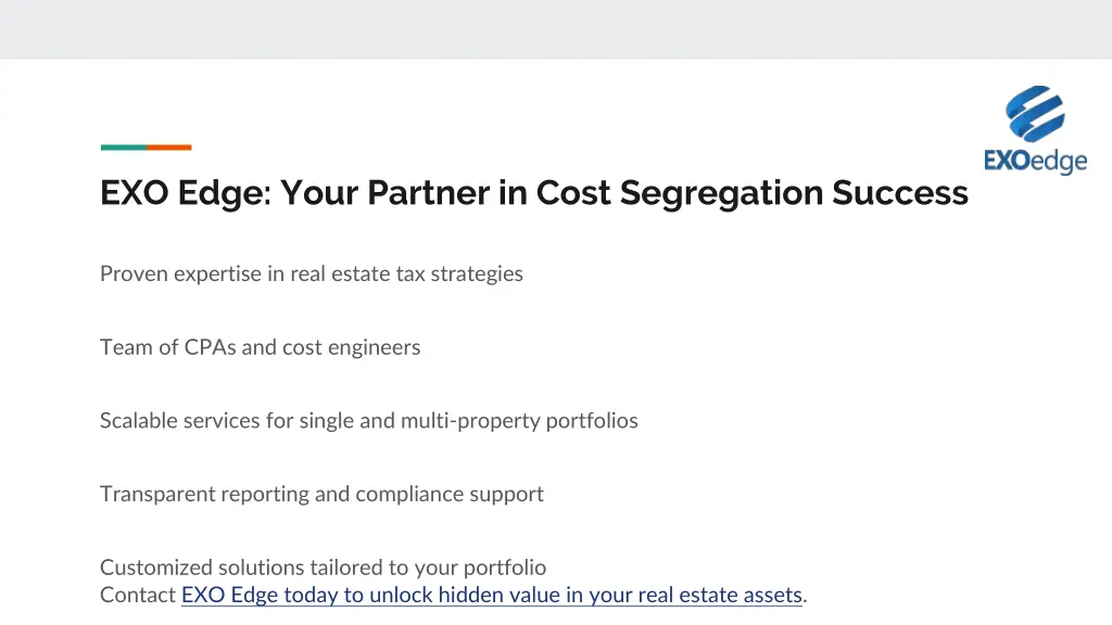 exo edge your partner in cost segregation success