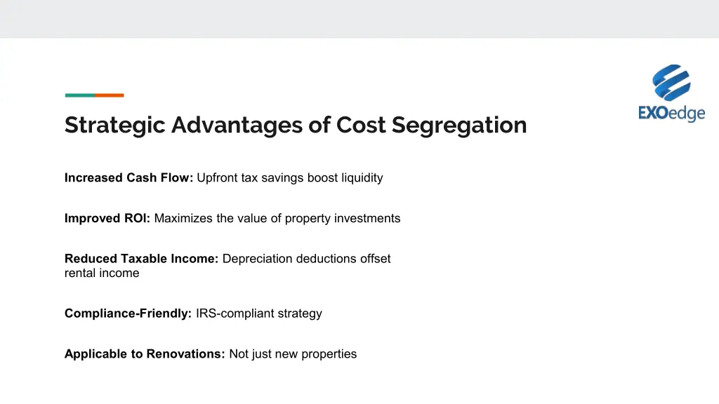 strategic advantages of cost segregation