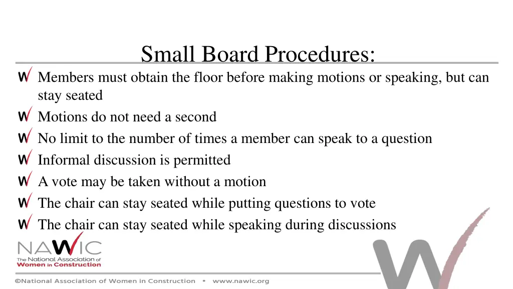small board procedures