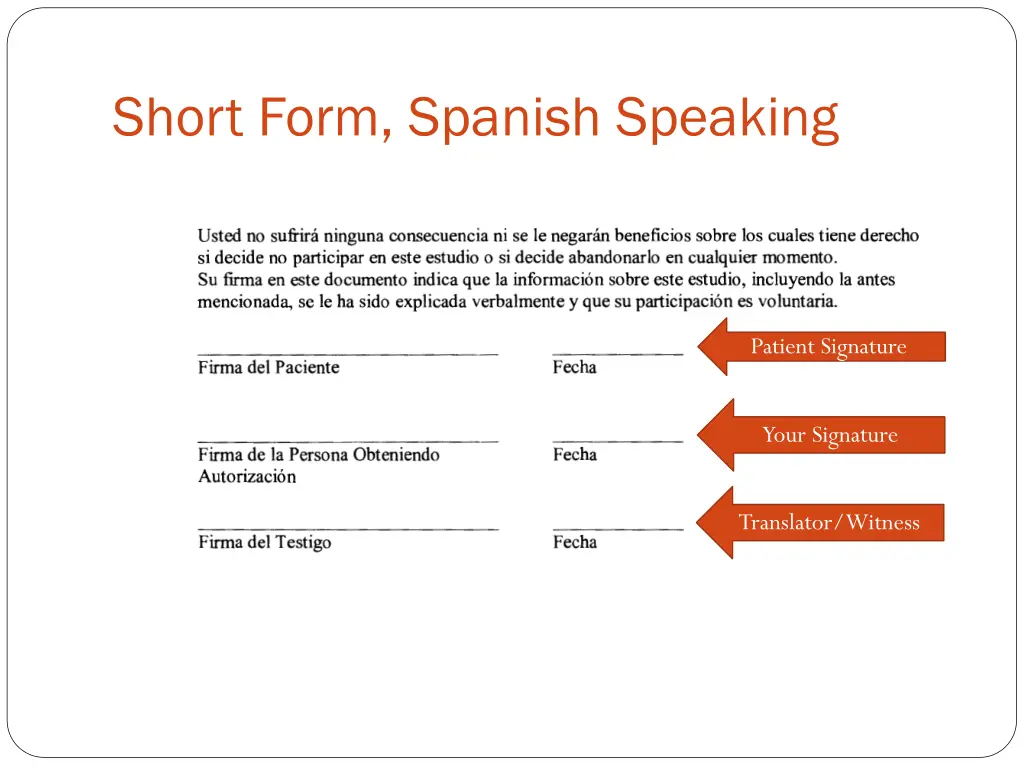 short form spanish speaking