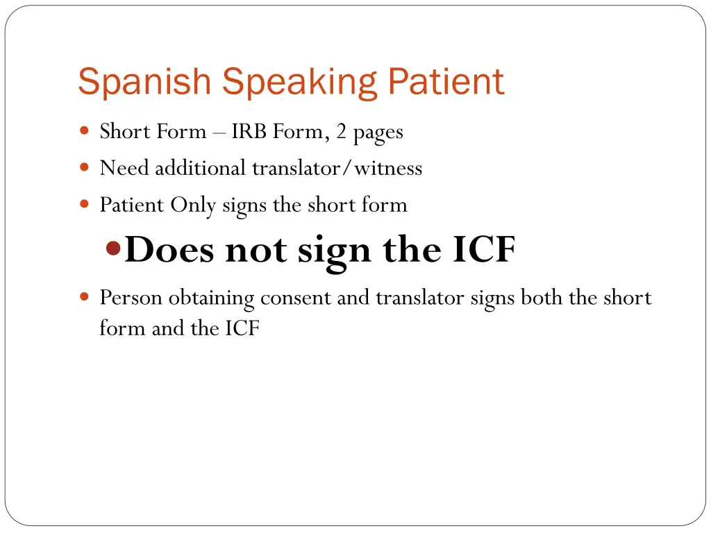 spanish speaking patient