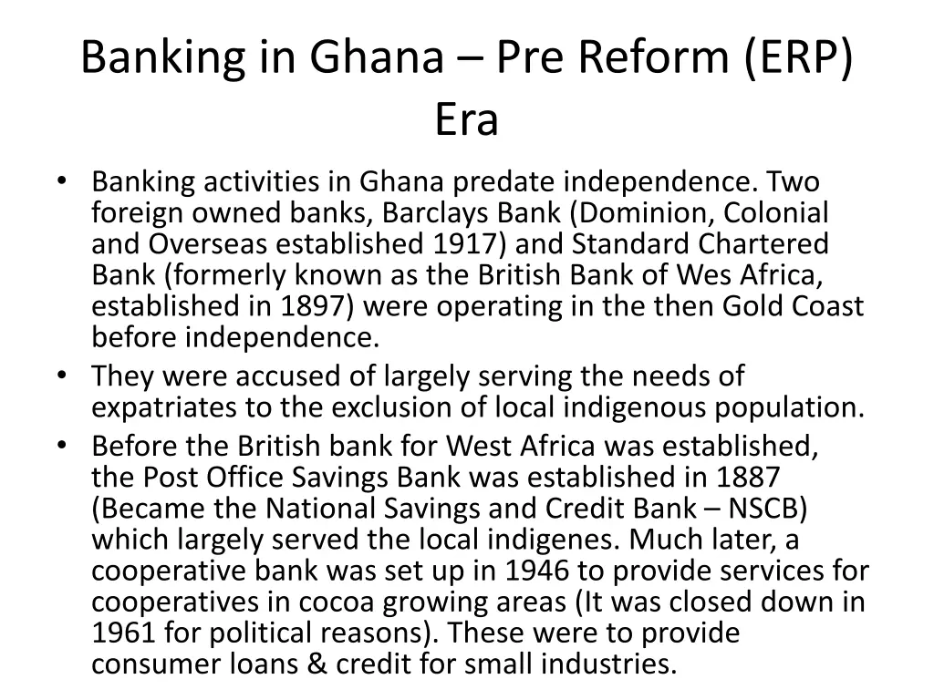 banking in ghana pre reform erp era banking