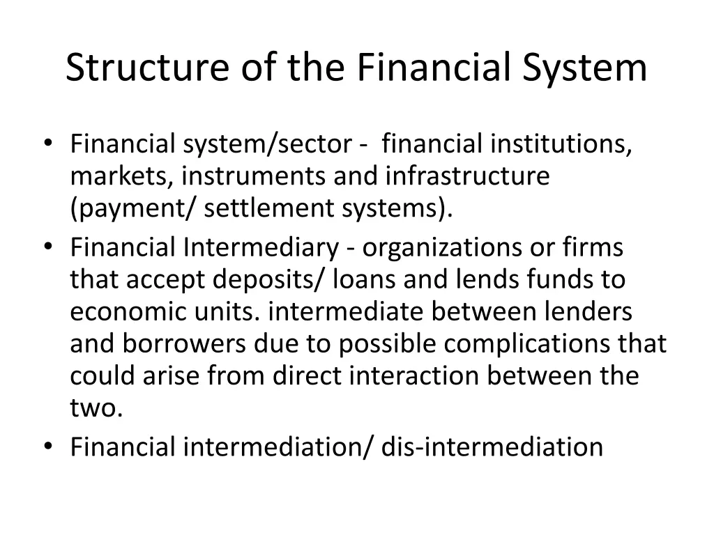 structure of the financial system