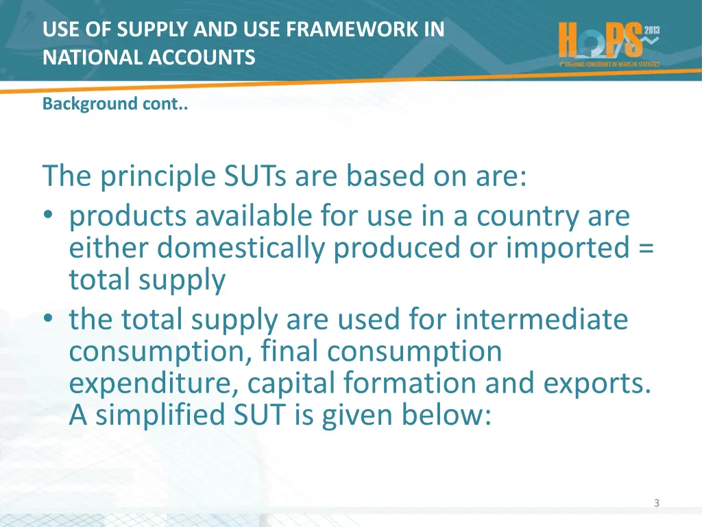 use of supply and use framework in national 1
