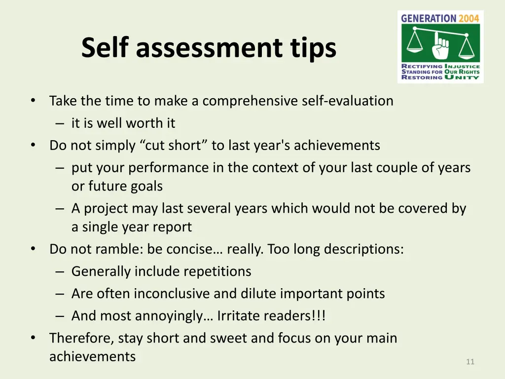 self assessment tips
