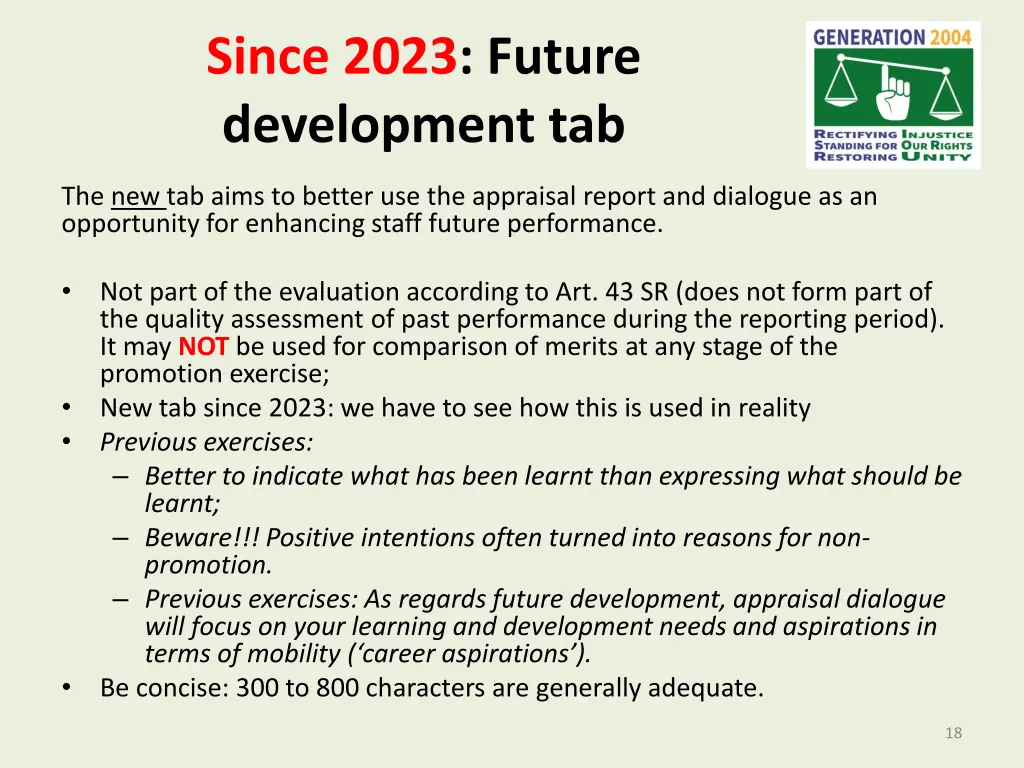 since 2023 future development tab