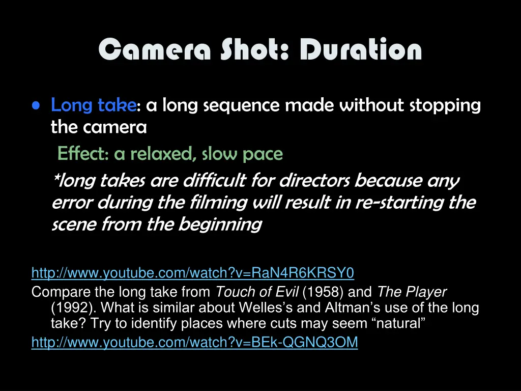 camera shot duration