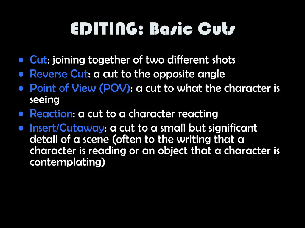editing basic cuts