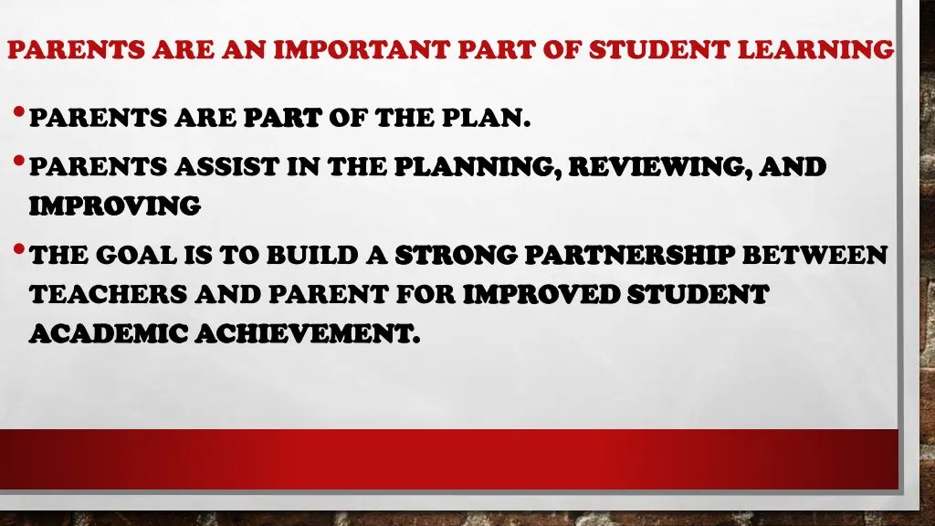 parents are an important part of student learning