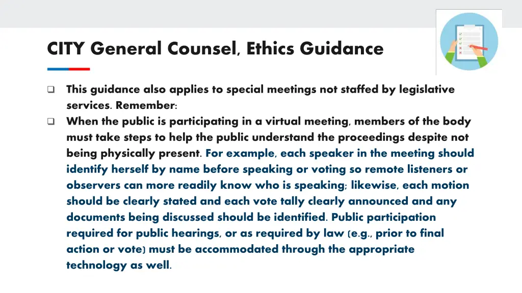 city general counsel ethics guidance 2