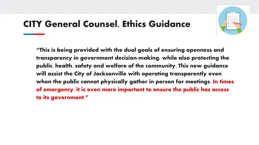 city general counsel ethics guidance