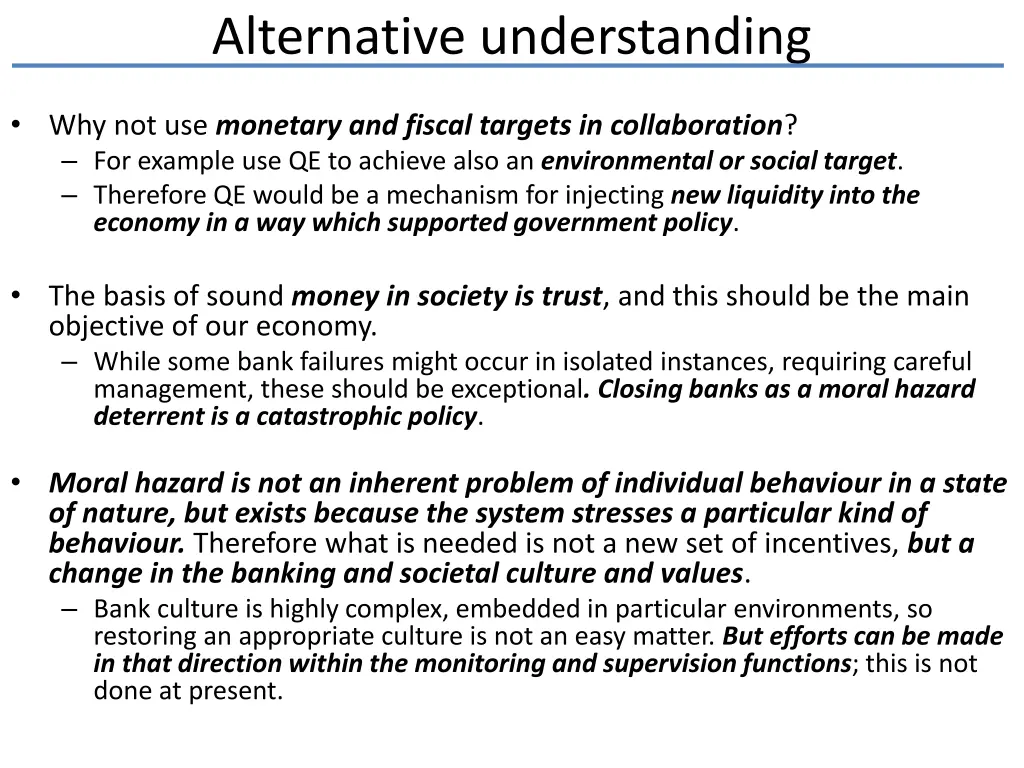 alternative understanding
