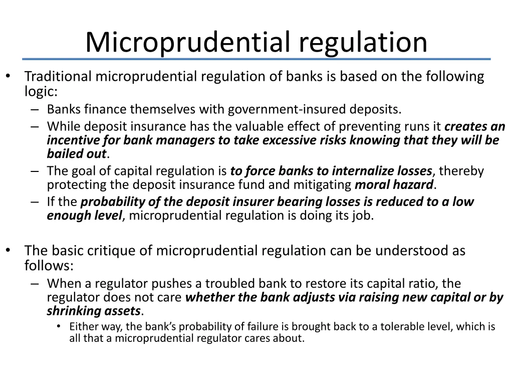 microprudential regulation traditional