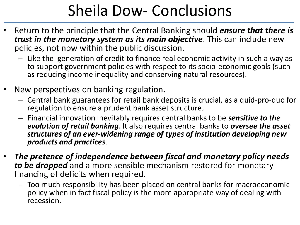 sheila dow conclusions