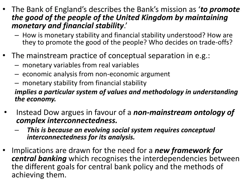 the bank of england s describes the bank