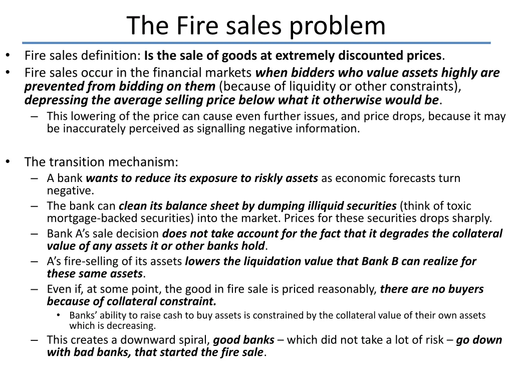 the fire sales problem