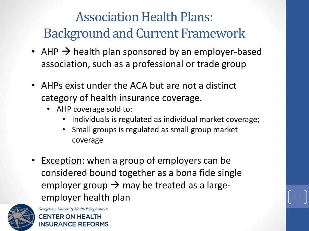association health plans background and current