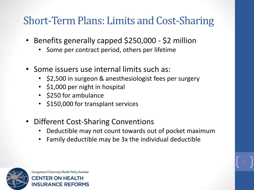 short term plans limits and cost sharing
