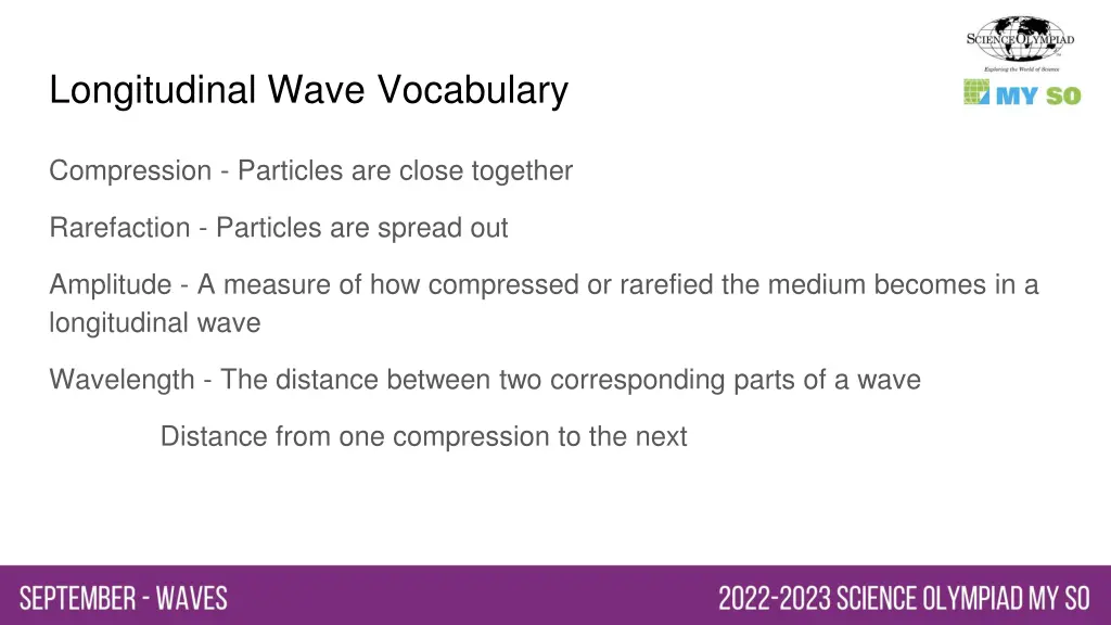 longitudinal wave vocabulary
