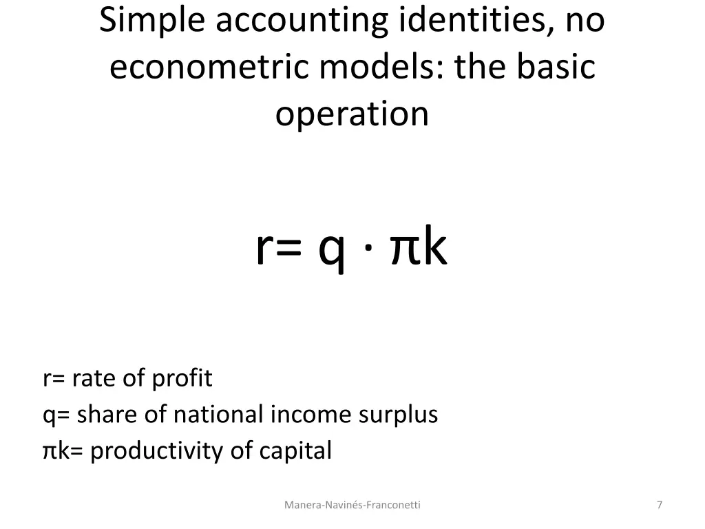 simple accounting identities no econometric
