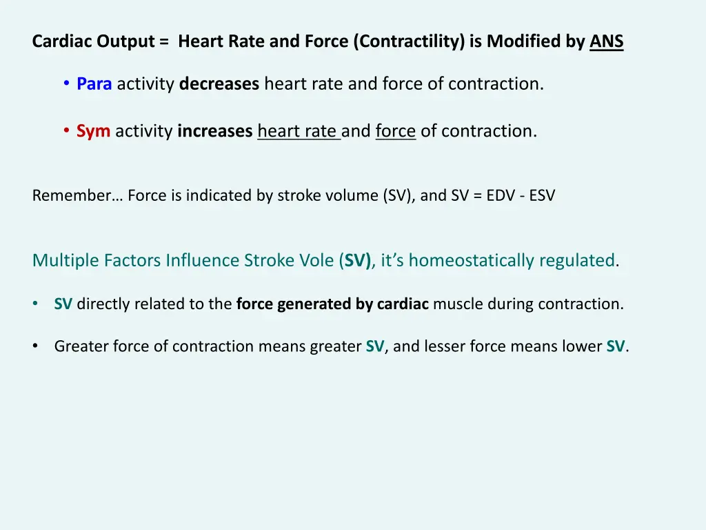 cardiac output heart rate and force contractility