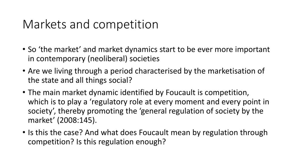 markets and competition